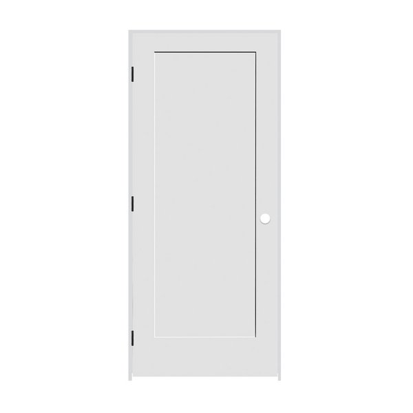 Trimlite 32" x 84" x 1-3/8" Primed 1-Panel Interior Shaker 4-9/16" RH Prehung Door with Black Hinges 2870pri8401RH1D4916